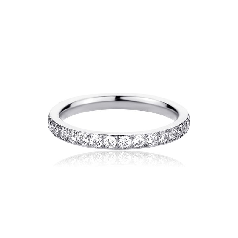 Anello semplice in acciaio inossidabile con una sola fila di diamanti per donna, stile hip hop, regalo di gioielli di personalità_voghion.com