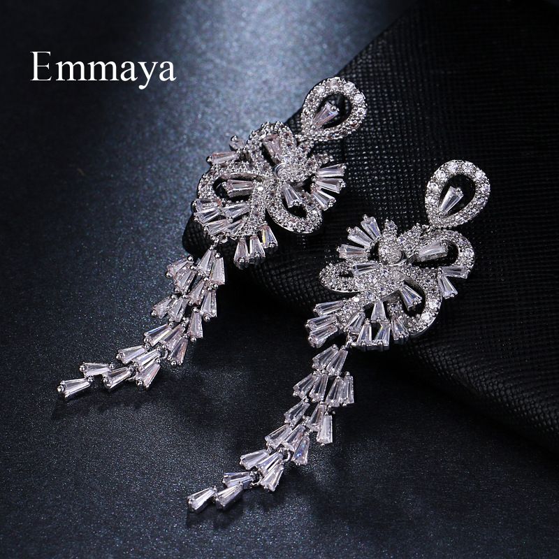 Eleganti orecchini pendenti in zircone con design a nappa, gioielli da donna, orecchini pendenti geometrici per matrimoni, feste e occasioni speciali_voghion.com