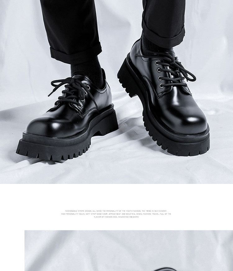 Casual Leather For Men And Women 2023 New Arrival Thick Sole Height Increasing Derby Couple Commuter's All-Matching_voghion.com
