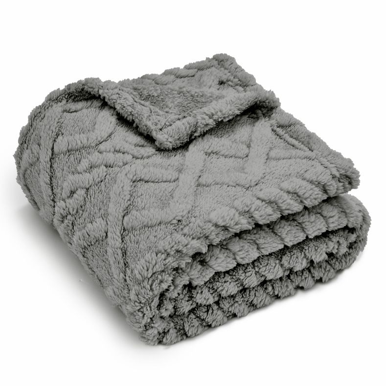 Verdickte Decke, einfarbig, Jacquard, bequeme Baumwollsamtdecke_voghion.com