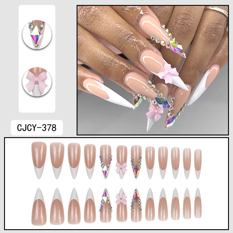 Unghie finte lunghe e pieghevoli - Eleganti unghie finte estive con colla e cuscinetti in gel, stile dolce, oltre 50 colori, unghie finte riutilizzabili per le donne_voghion.com