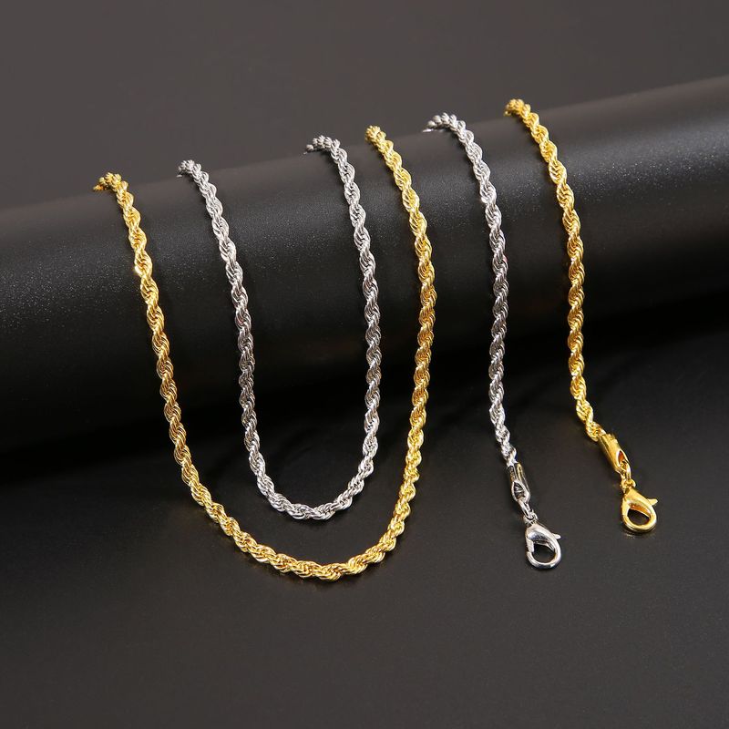 Men’s 3mm Twist Chain Hip-hop Trend Chain Twisted Rope Chain Matching Chain Men's Necklace_voghion.com