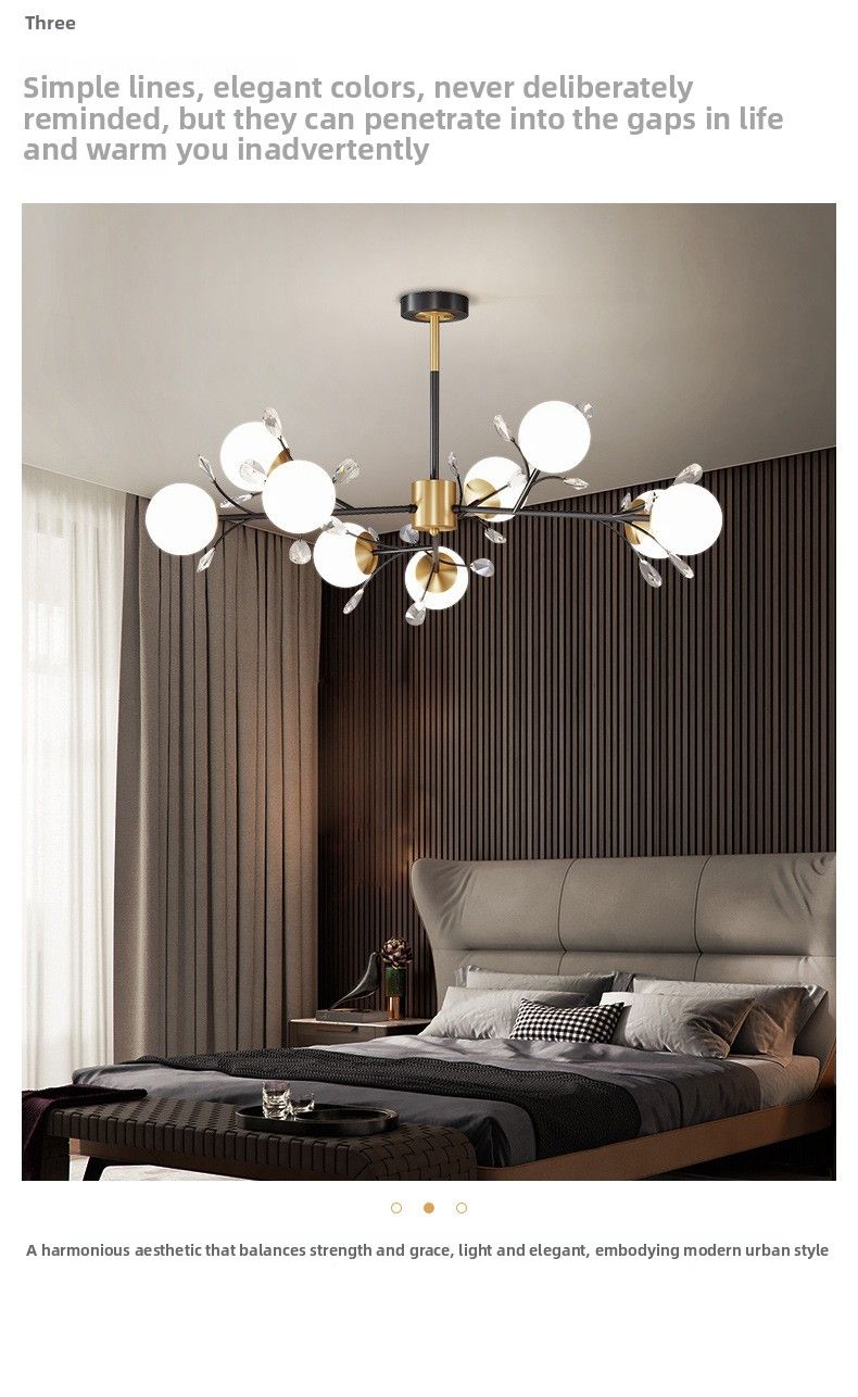 Lampadario nordico per soggiorno, luce di lusso, moderno, semplice, lampada di cristallo a petalo, Internet, celebrità, fagiolo magico molecolare_voghion.com