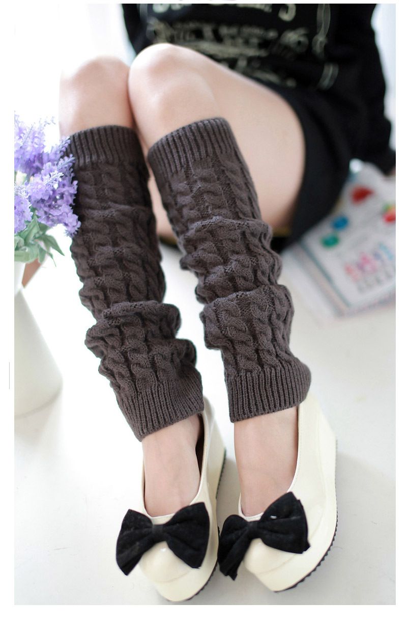Grobe Wollsocken, Beinwärmer, gestapelte Socken im koreanischen Stil, gestrickte Beinabdeckungen für Herbst und Winter, grenzüberschreitende, achtstellige, gedrehte Beinschutzstiefel_voghion.com