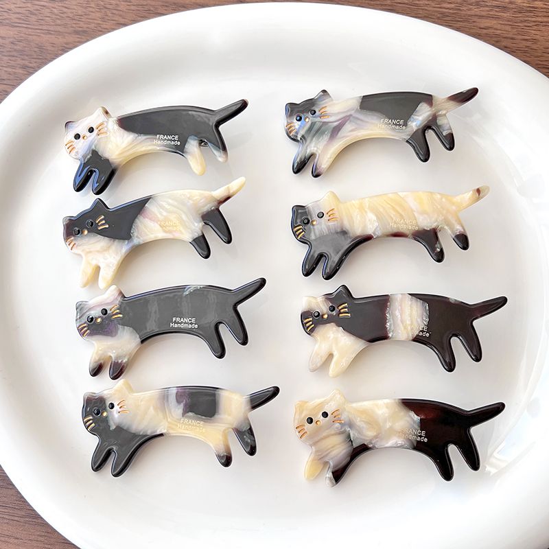 Korea Frankreich Bloggers süße kleine Katzenhaarspange Französische vielseitige Pony-Entenschnabelspange Seitlich gebrochene Haarspange_voghion.com