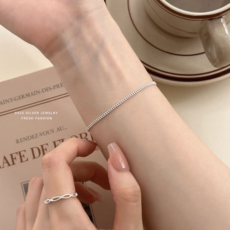 Bracciale coreano e giapponese con perline rotonde a doppia fila per donna, in argento puro, stile minimale, versatile e alla moda._voghion.com
