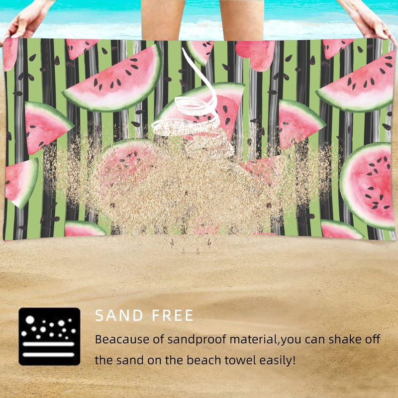 Watermelon Striped Beach Towel - Quick Dry, Ultra Absorbent & Double-Sided Flannel, For Pool, Vacation & Travel (80x160cm)_voghion.com