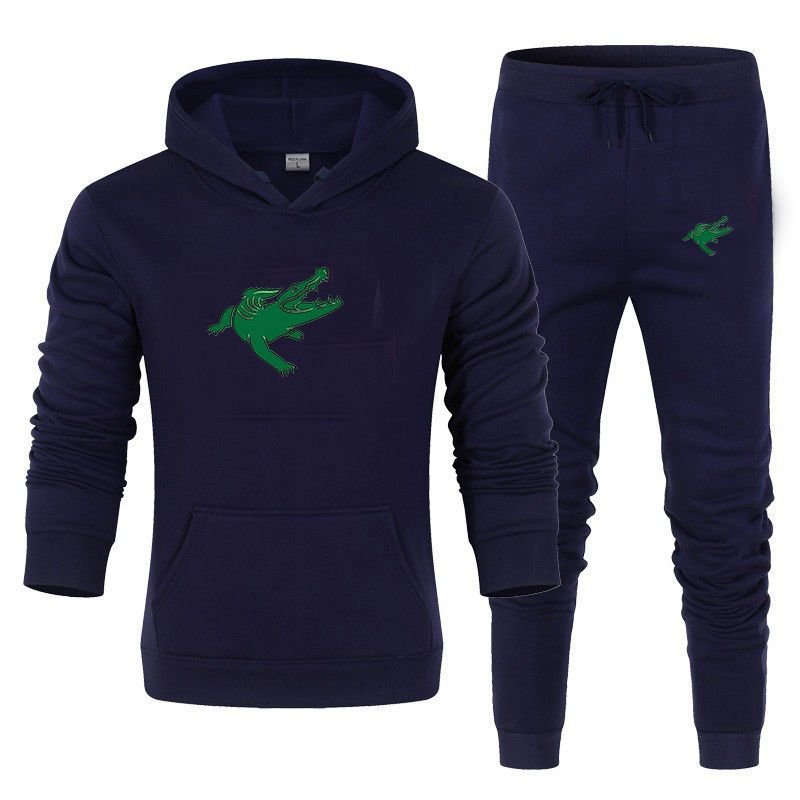 Fleecesweatshirt voor heren, tweedelig, casual sportset, trainingsbroek met capuchon en print_voghion.com