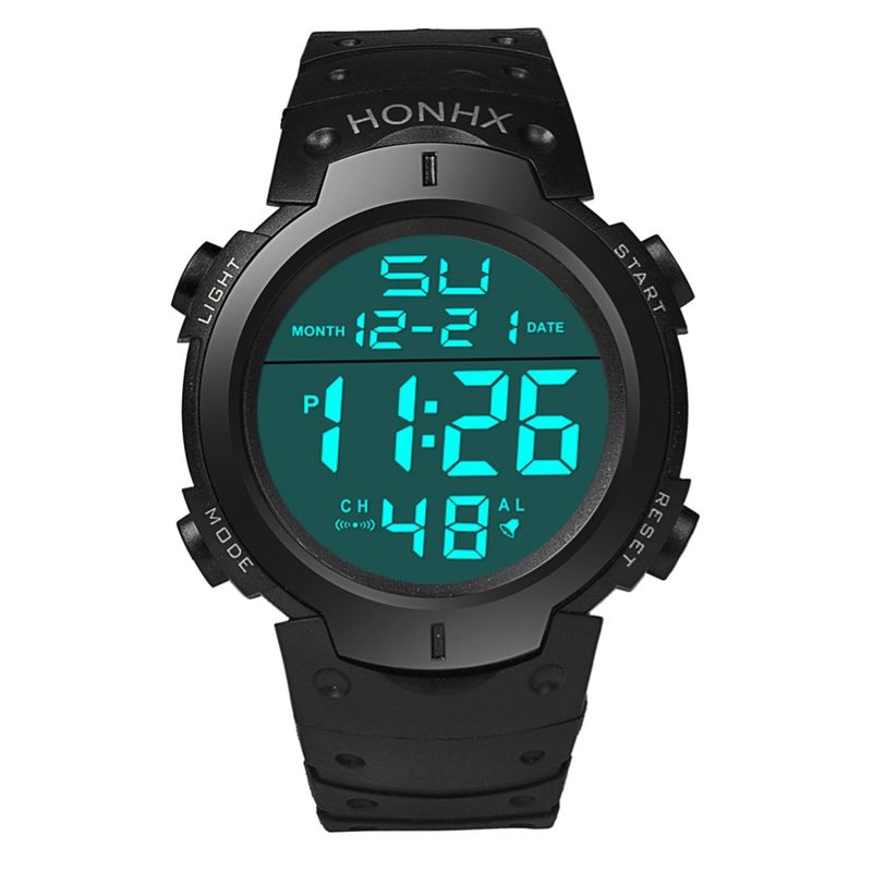 Yamaler HONHX Unisex regulowany pasek z podświetleniem, duża tarcza, sportowy cyfrowy zegarek na rękę_voghion.com