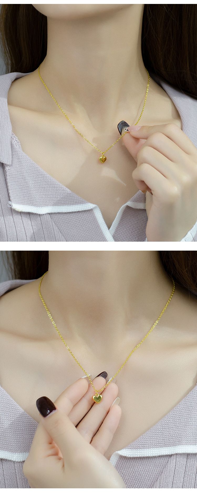 Collier brillant en forme de cœur pour femme, design haut de gamme, chaîne de clavicule légère et luxueuse, pendentif d'amour_voghion.com