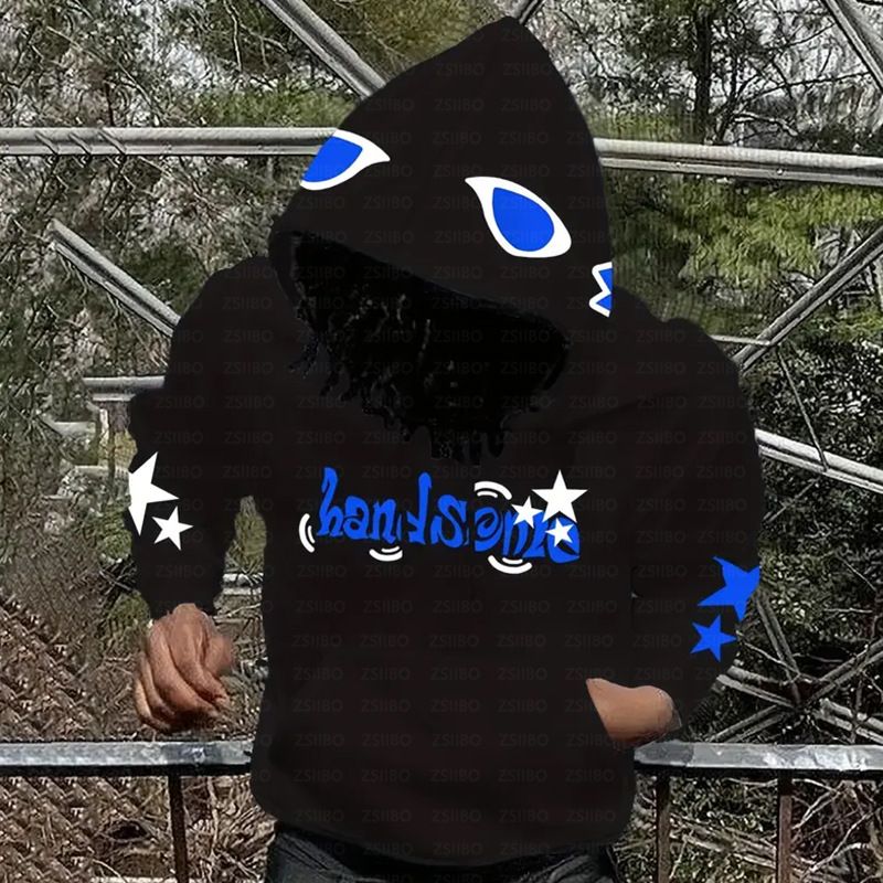 Sweat à capuche rétro streetwear Y2K avec imprimé graphique audacieux - Pull unisexe oversize pour les amateurs de mode urbaine_voghion.com