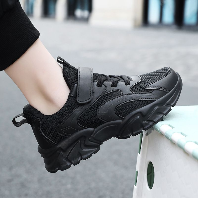 897 Four Seasons Performance Lightweight Sports Boys' Tennis Girls' Leather Children's White Shoes, Black Shoes_voghion.com