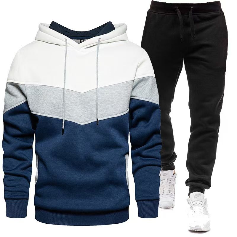 Completo da uomo con cappuccio, completo sportivo da due pezzi, con cuciture laterali larghe, coordinato con colori autunnali e invernali_voghion.com