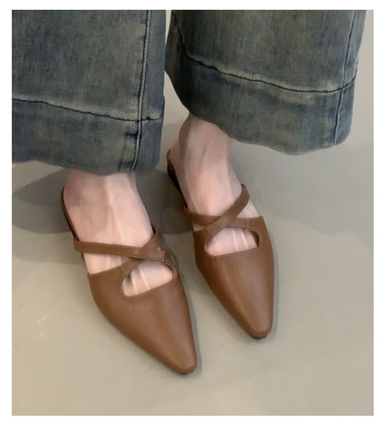 Versione Cabinet Lan ~ Sandali con cinturino incrociato alla francese, scarpe basse da esterno, eleganti muli_voghion.com