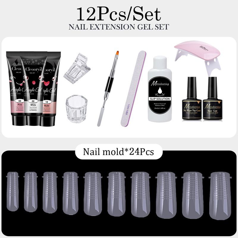 15ml 12-Piece Mold Brush Nail Extension Set Crystal Gel_voghion.com