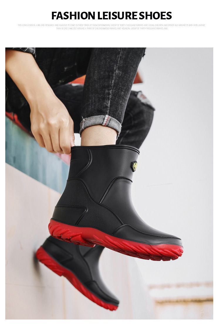Men Non Slip Waterproof Rubber Work Boots Rain Boots _voghion.com