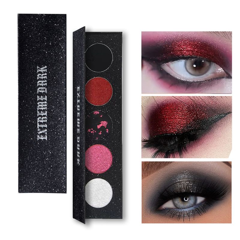 Exclusive 5 color eyeshadow palette, popular color series, dark gothic, long lasting, non smearing pearlescent matte sequin eyeshadow_voghion.com