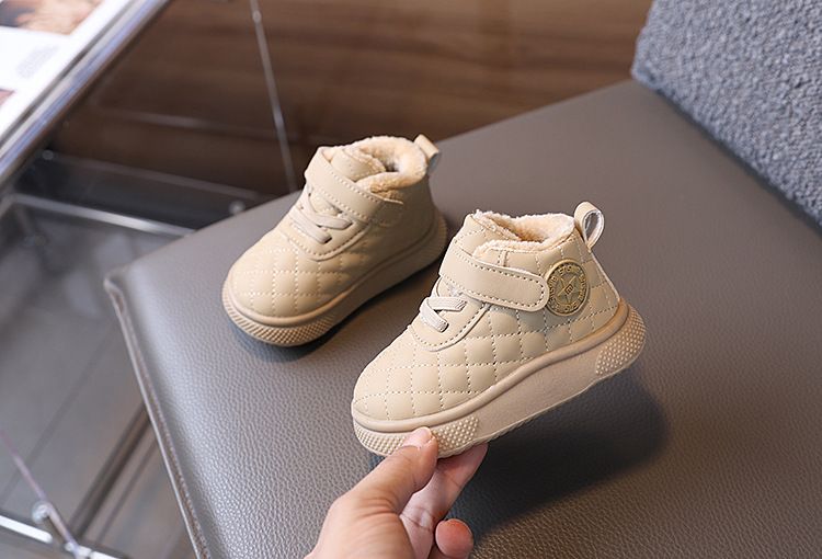 Autumn Winter High-top Boys And Girls Baby Soft Sole Non-slip Walking 1-3 Years Old Fleece-lined Thickened Warm Cotton_voghion.com