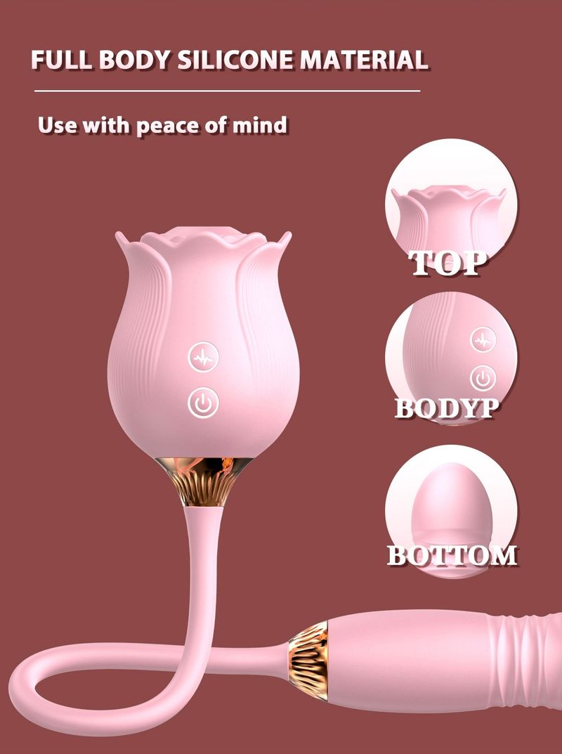 luckyqqyp Chuchen Rose Double-Headed Tongue Licking Telescopic Vibrator For Women, Insertable Vibrating Egg Toy, Sex Toys,_voghion.com