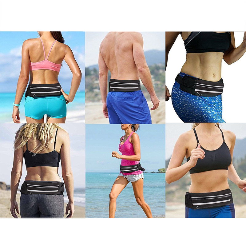 Lihanbao Portable Waterproof Running Waist Bag Jogging Hiking Sport Belt Anti-theft Pouch-Black_voghion.com