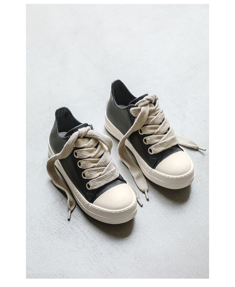 Bread men's fashion street American soft leather casual ins trendy brand niche thick soled black board shoes_voghion.com