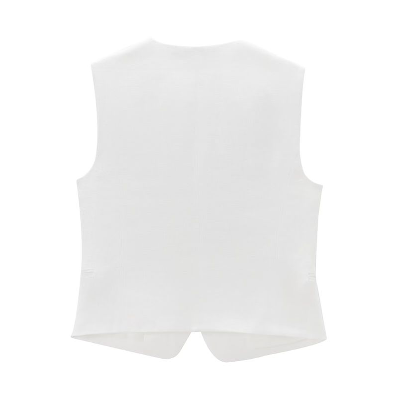 Pijama de lino estilo chaleco para mujer, novedad de verano de 2024, pantalones tipo traje_voghion.com