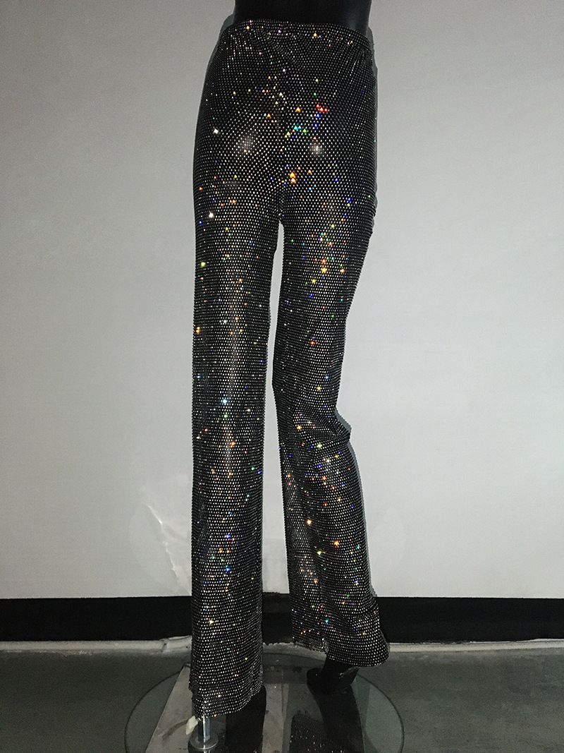 Maglietta da pesca con strass, a maniche lunghe, girocollo, leggera e di lusso, da donna, con look scintillante, alla moda e di tendenza._voghion.com