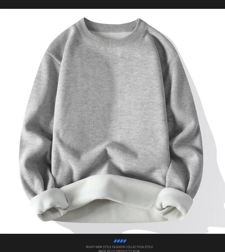 Abbigliamento maschile Autunno e inverno Maglione spesso foderato in pile Slim-fit Caldo Pullover di alta qualità Casual Trendy Base-layer Camicia Giacca_voghion.com