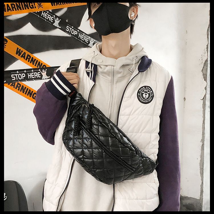 Winter New Women's Waist Bag Large Capacity Cotton Coat Crossbody Bag Fashion Waist Bag Diamond Embroidery Couple Chest Bag_voghion.com