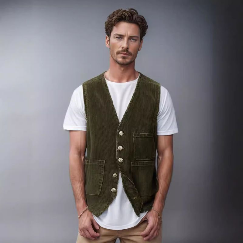 Giacca da uomo casual monopetto in velluto a coste CT 2025 primavera e autunno_voghion.com