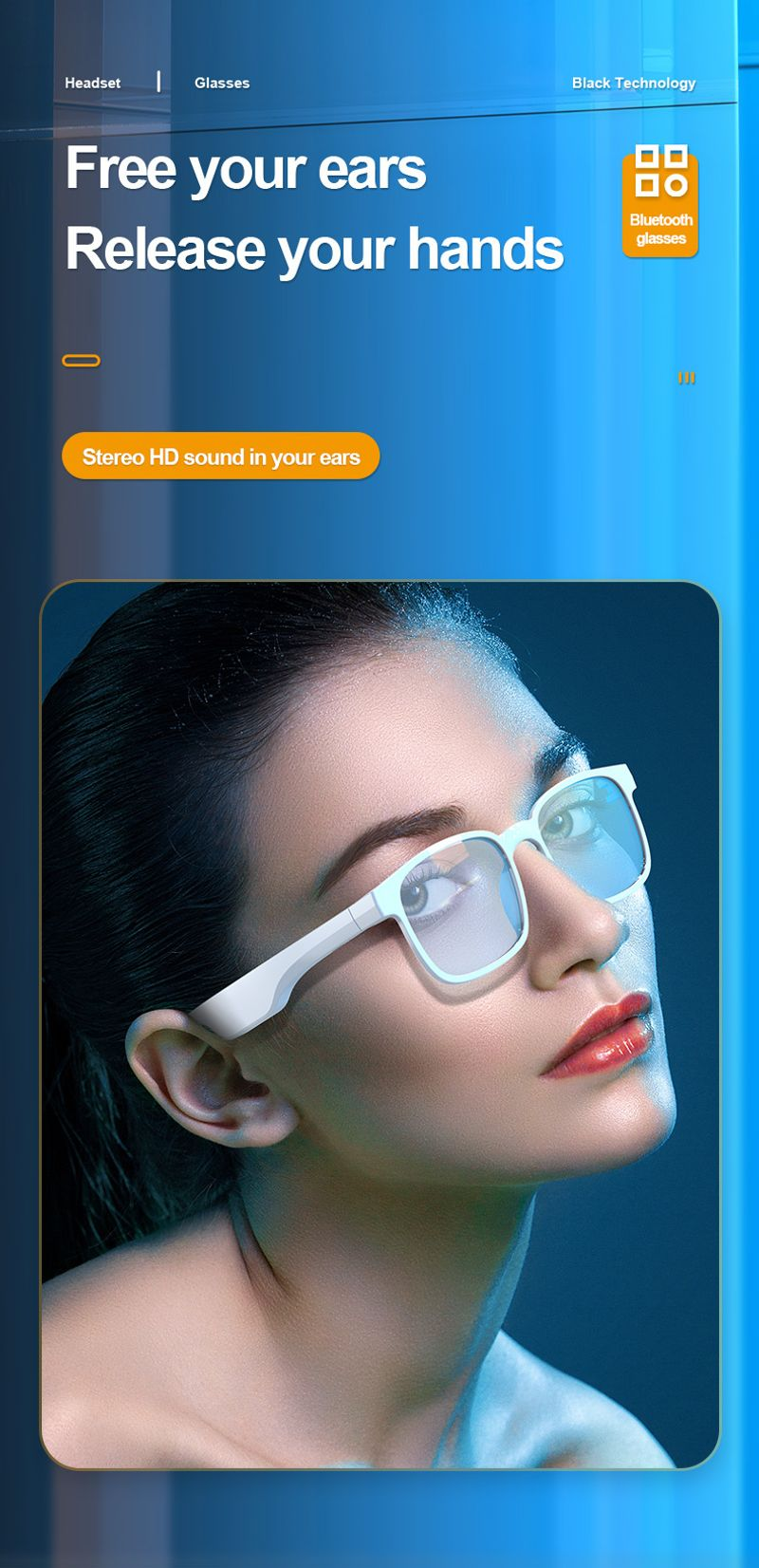 New Wireless Bluetooth Earphones Fashion Glasses Smart Headset Bone Conduction Earbuds Call Audio Music Headphones_voghion.com