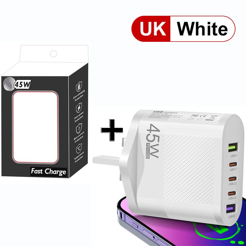 Music Festival 3.5A 3 Type-C + 2 USB mobil töltő multiinterfészes töltőfej brit csatlakozóval_voghion.com