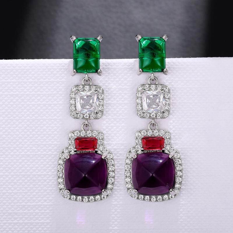 Kolczyki kontrastowe Cao Shifeng Emerald z Sense, Kolczyki gwiazd, Modna kolacja w połączeniu z kolczykami_voghion.com