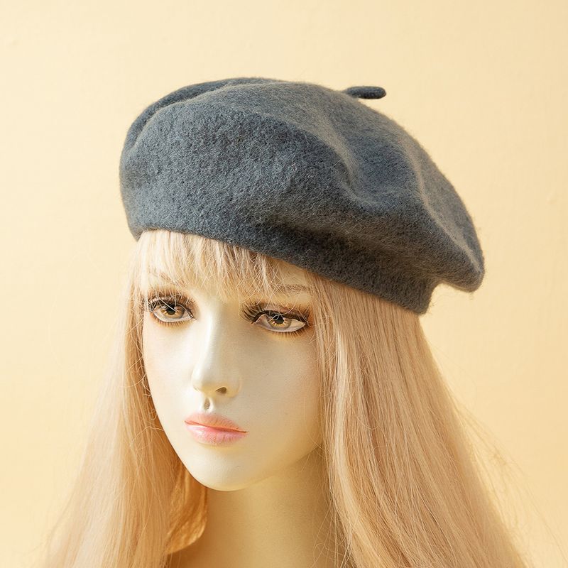 Women's Fashion Retro Casual Beret Artist Wool Versatile Knitted Round Top Bud Warm Hat_voghion.com