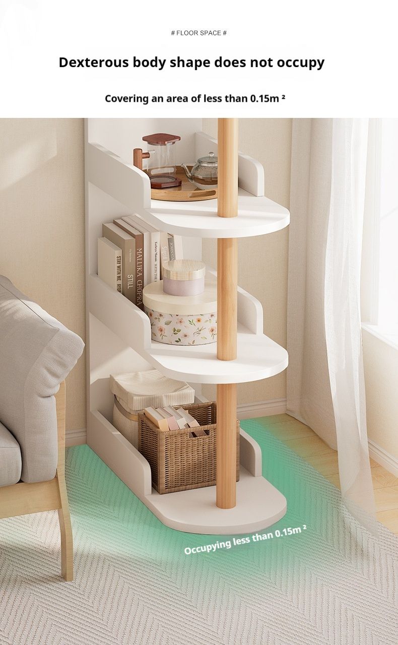 Divano da soggiorno, testiera da letto laterale, scaffale stretto con clip, mobiletto portaoggetti, piccola libreria sul pavimento_voghion.com