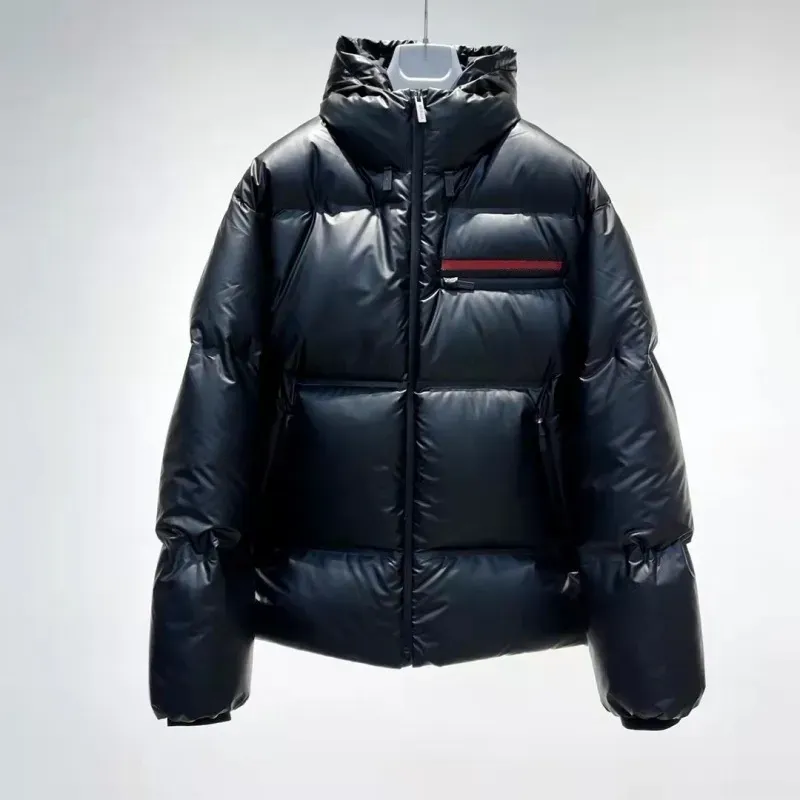 Kurtka męska designerska damska puchowa z kapturem, ciepła parka, męska, czarna, puchowa, z nadrukiem w litery, wiatrówka, zimowa kamizelka_voghion.com