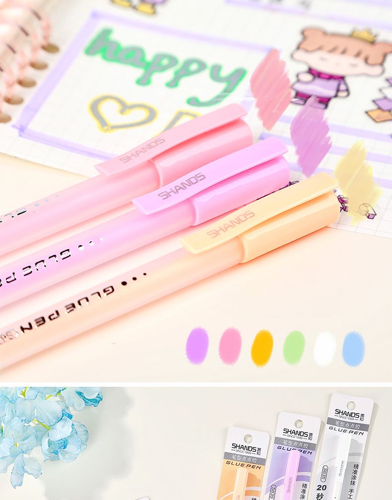 S635 Punkt-Klebestift-Set – 6er-Pack pastellfarbene, schnelltrocknende Klebestifte für Kinderbasteleien, Scrapbooking und DIY-Projekte_voghion.com