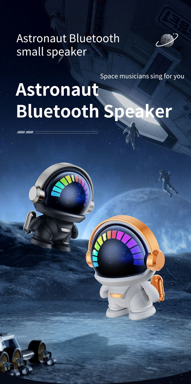 New Wireless Bluetooth Astronaut Astronaut Speaker TWS Couplet Cute Desktop Space Robot Subwoofer Bluetooth Speaker Outdoor Gift_voghion.com