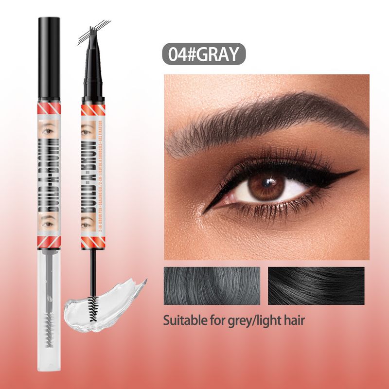 Eyebrow Enhancers Cosmetics LANZHIYUE Double Headed Four Pronged Eyebrow Pencil + Eyebrow Shaping Cream Quick Drying Waterproof Liquid Eyebrow Pencil_voghion.com