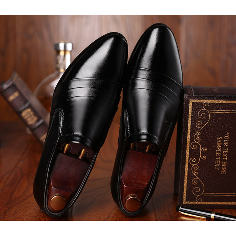 Vestido masculino oxfords sapatos formais de festa de casamento sapatos clássicos dedo apontado sapatos de couro confortáveis_voghion.com