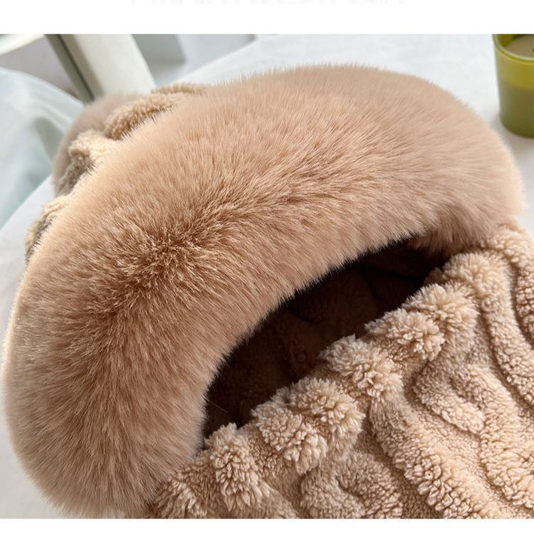 Maschera protettiva antifreddo per le orecchie, cappuccio, ispessito, alla moda, foderato in pile, scaldacollo antivento per ciclismo all'aperto_voghion.com