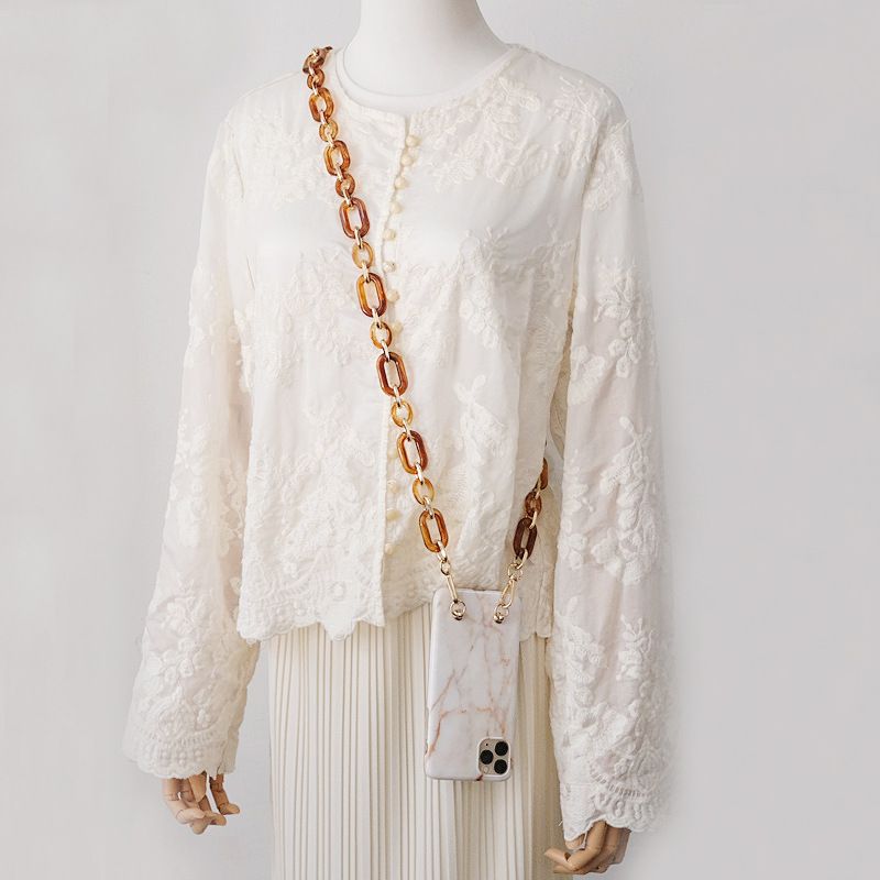 Shoulder Strap Accessories Mixed Gold Bag Resin Thick Acrylic Phone Chain_voghion.com