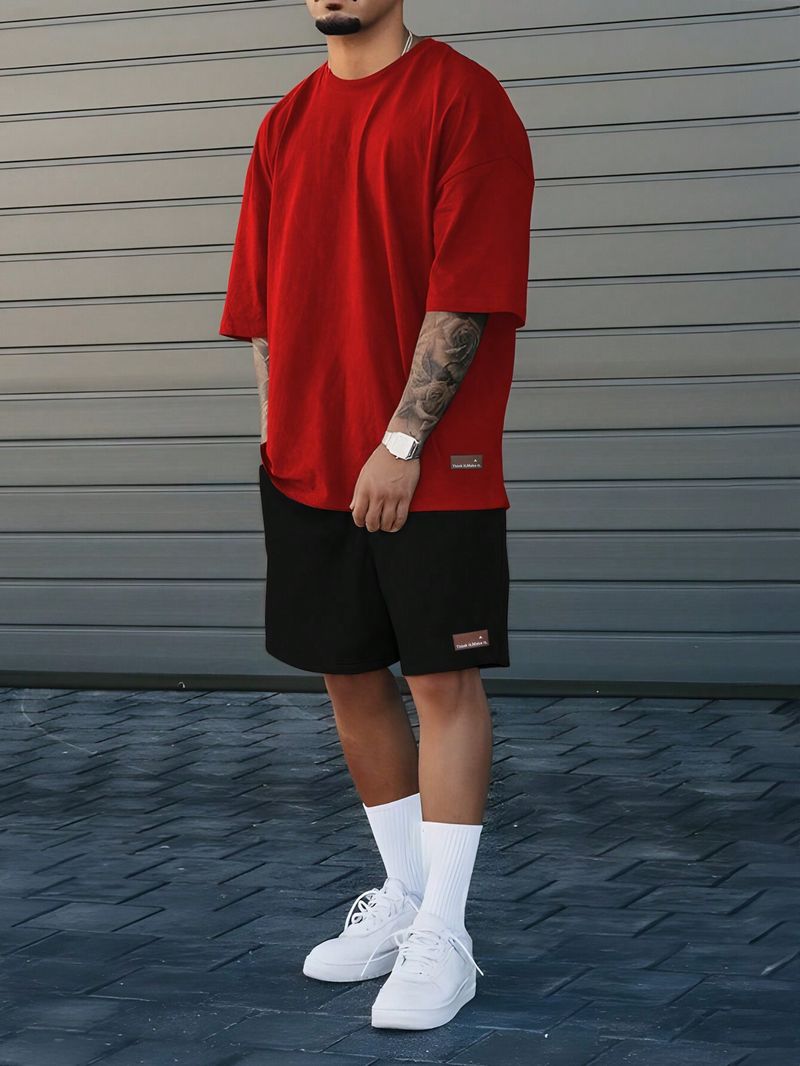 Men's Clothing Summer New Simple Sports Casual Suit Men's Short Sleeved T Shirt With Shorts With Small Icon ME2 MA1_voghion.com