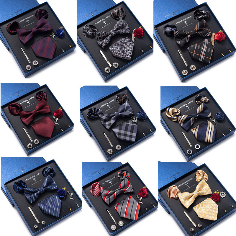 Papion cravată, accesorii pentru bărbați, set de 8 piese, corsaj, broșă, butoni, rochie formală, costum, nuntă și nuntă_voghion.com