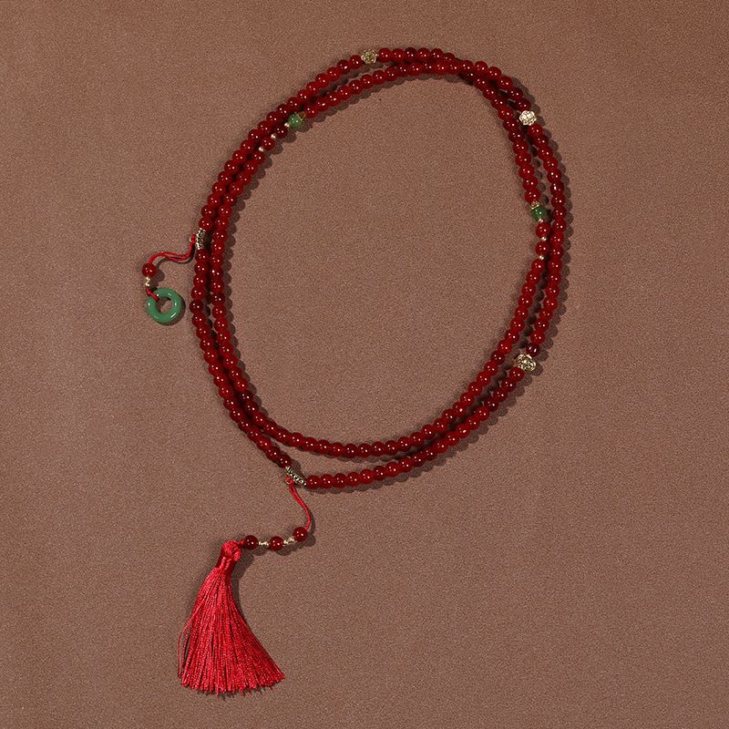 Collier long en perles de cinabre, plusieurs styles de port, nouvelle tendance nationale chinoise 2024, chaîne de pull à bandoulière_voghion.com