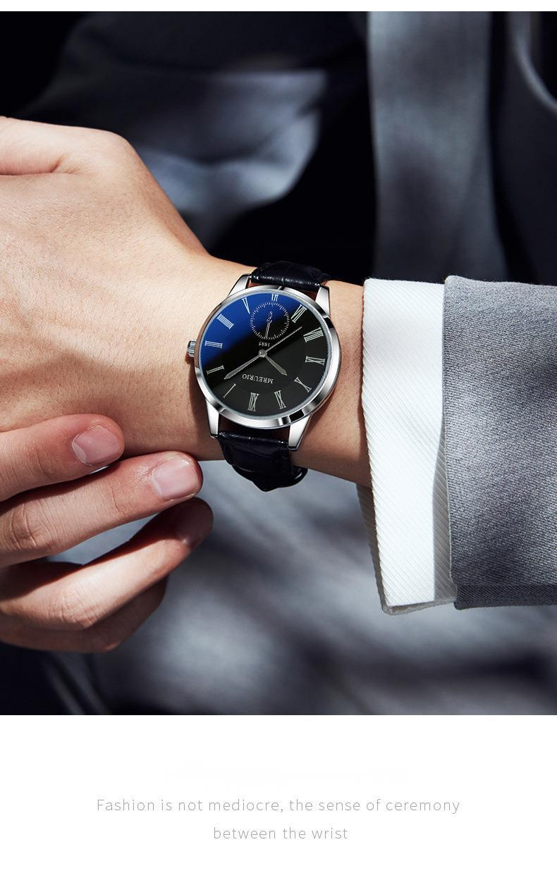 Orologio da uomo d'affari alla moda e di temperamento di vendita calda con cinturino semplice con luce blu, orologio al quarzo popolare_voghion.com