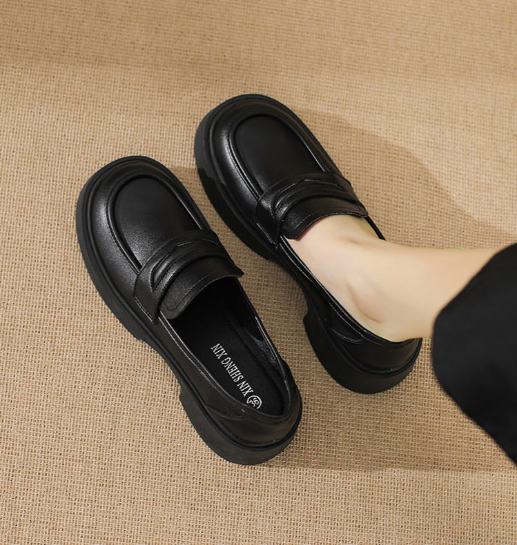 Genuine Lefu for women in the autumn of 2024, new women's with thick soles, one foot sole, and high height British style_voghion.com