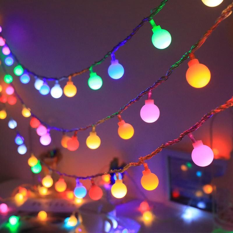 Round Ball Snowflake Bell Elk Tree Star Christmas Decoration Room Atmosphere Light String_voghion.com