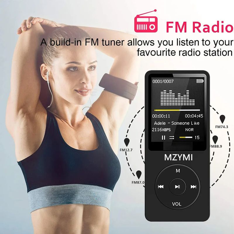 MZYMI MP3 MP4 -soitin kaiutin FM-radio digitaalinen näyttö Bluetooth taskuaudio walkman juoksu kävelymusiikki_voghion.com