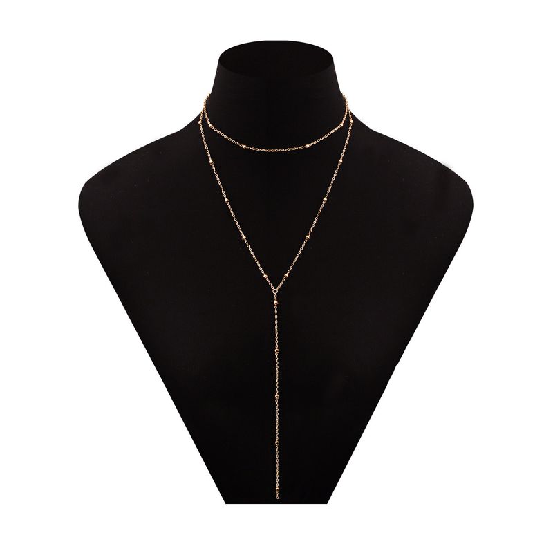 Fashion Exaggerated Geometric Tassel Round Bead For Women Temperament Multi Layer New Long Necklace_voghion.com